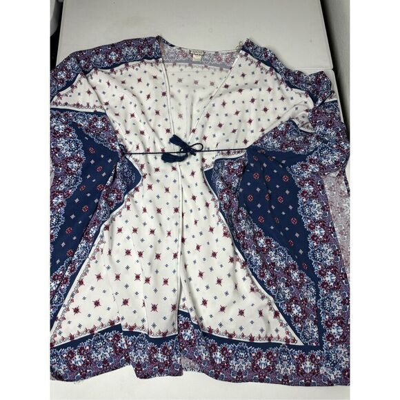 Eye Shadow Women's Wrap Cover-up Shawl Side Tassle Ties Bohemian Beachy Size XL - Picture 7 of 14